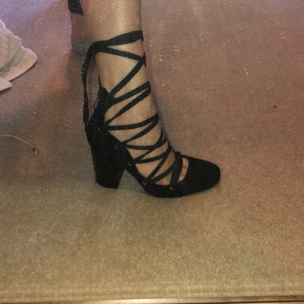 Cape Robbin Seuss Lace Up Block Heels